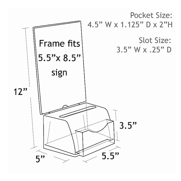 Clear Small Molded Lottery Box W/ Pocket